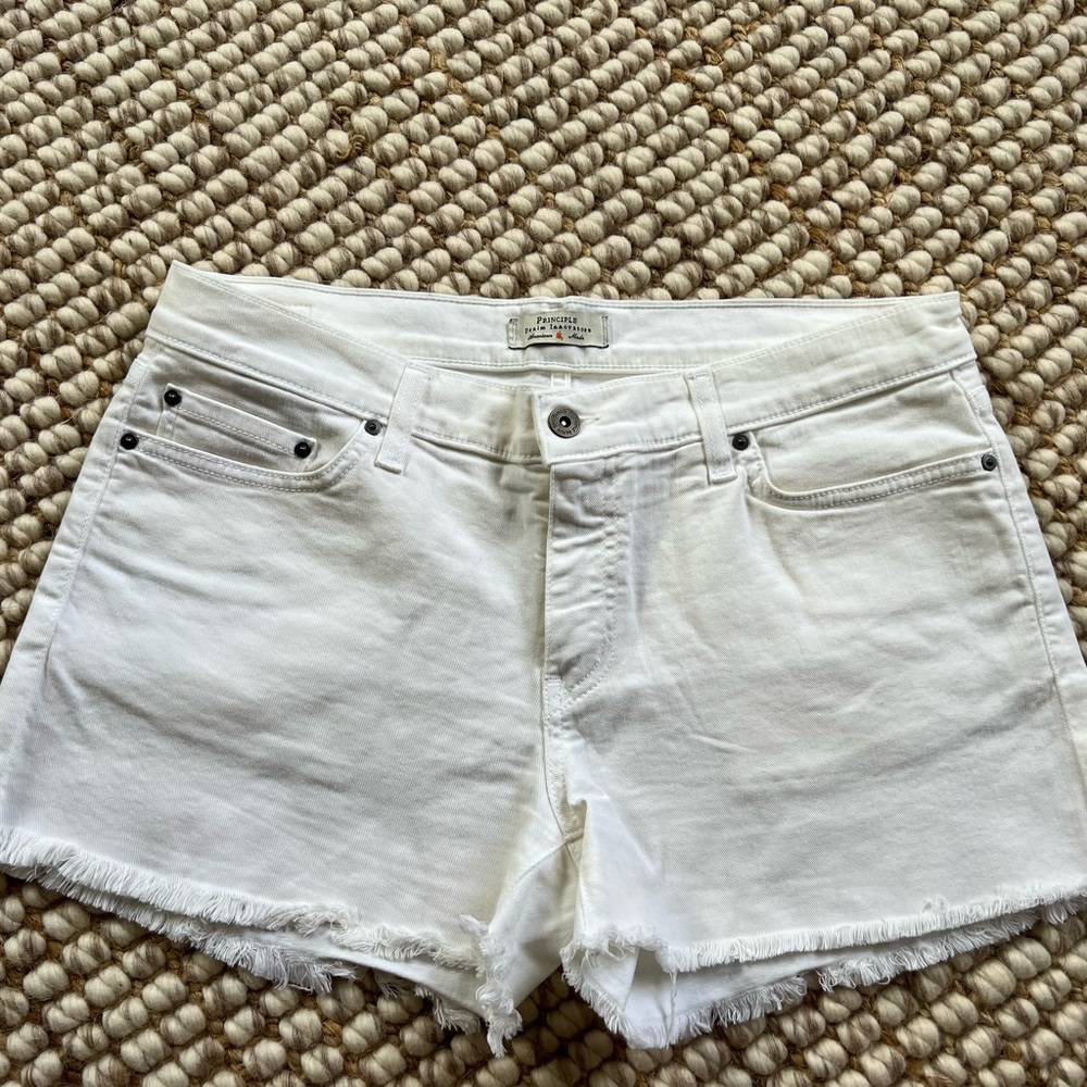 Principle White Denim Shorts